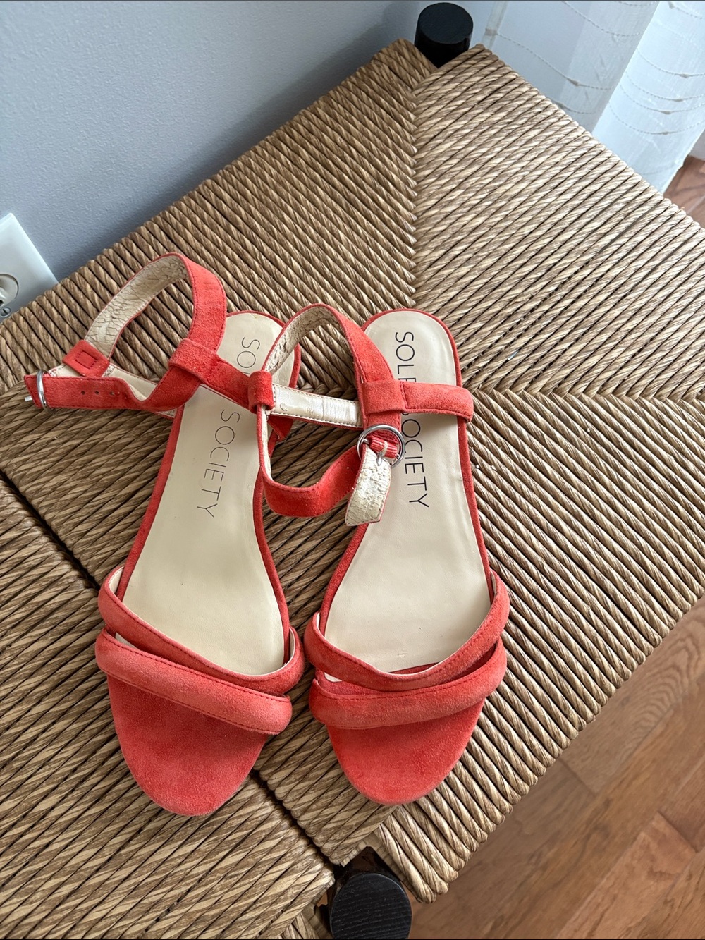 Sole Society Coral Suede Strappy Sandals